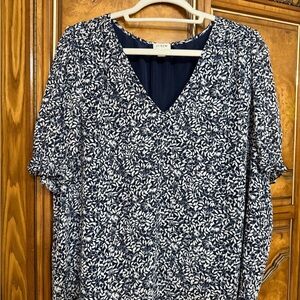 J. Crew Blue and White Floral Blouse